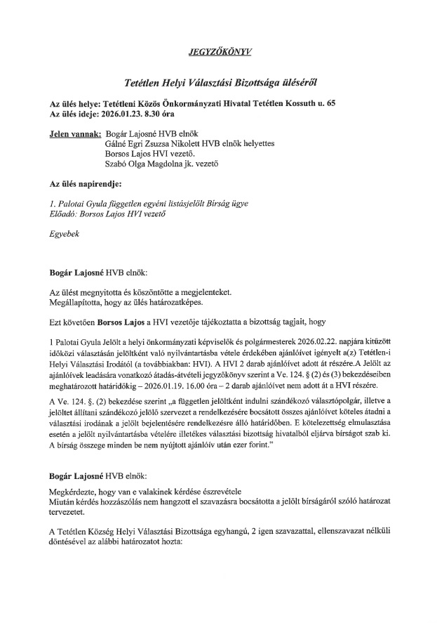 Jegyzokonyv Tetetlen HVB uleserol 20260123